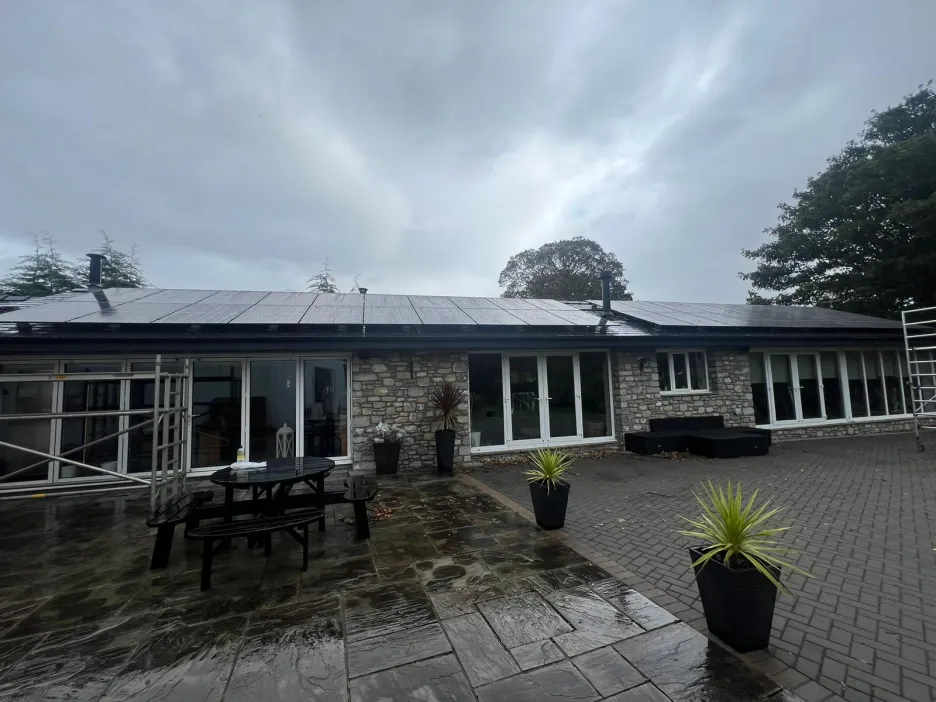 Solar panels on the slate roof