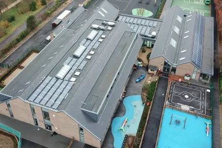 Solar panel installation at The Rusell School, Richmond England