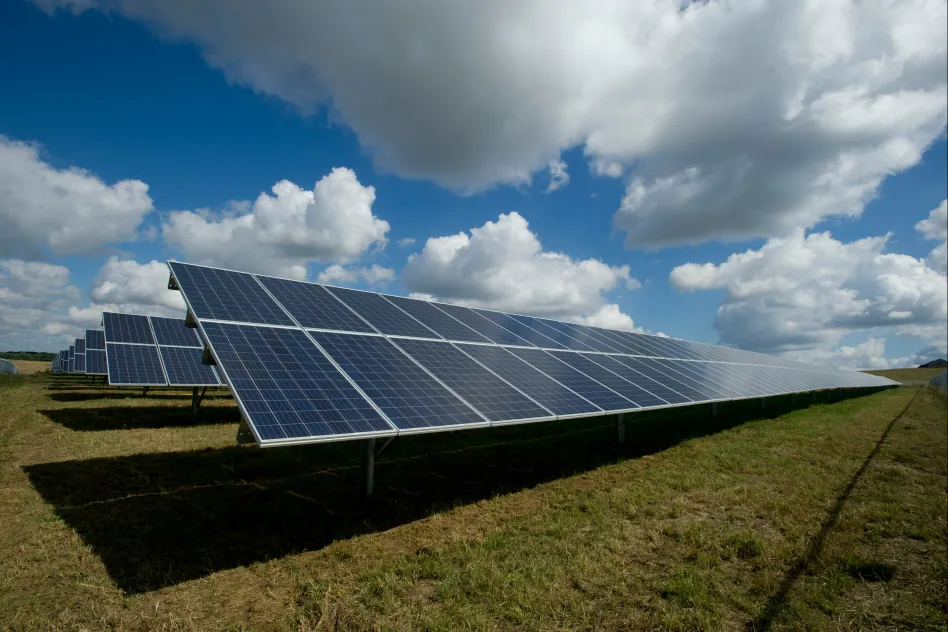 Solar panel installation in a field